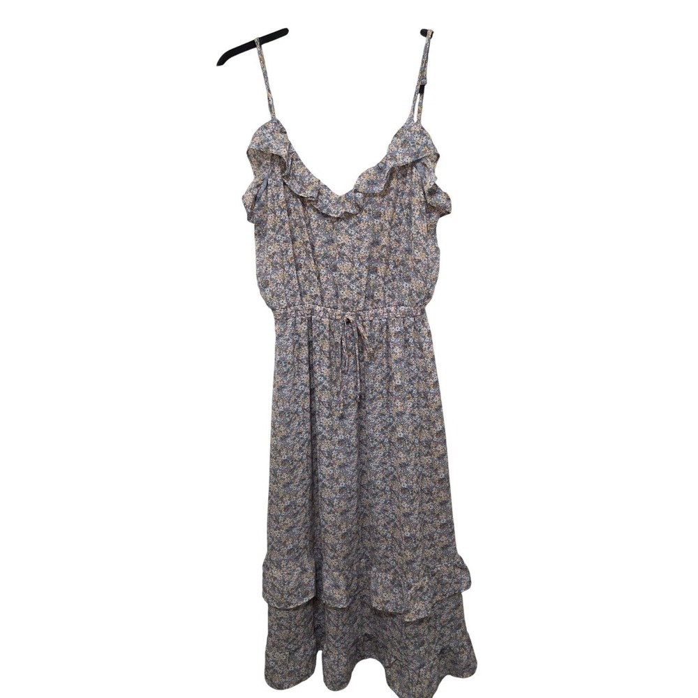 Sienna Sky Women's Floral Ruffle Midi Sundress Adjustable Straps & Drawstring Wa